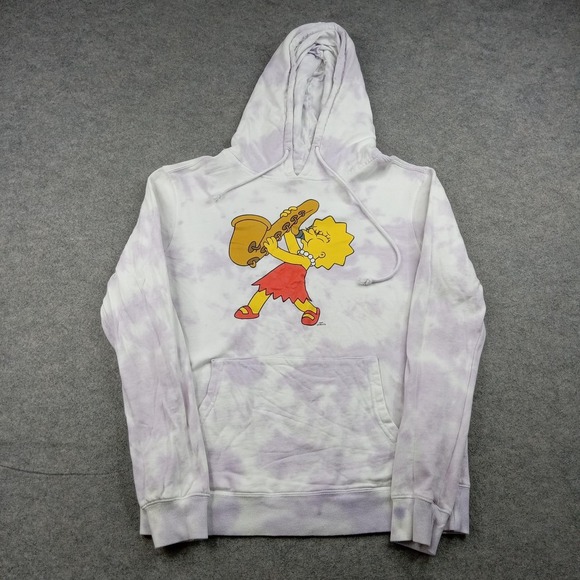 The Simpsons Other - The Simpsons Hoodie Mens Small Tie Dye Lisa Simpson Fleece Pullover Sweatshirt
